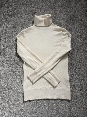 Lands' End Ivory 100% Cashmere Turtleneck Sweater